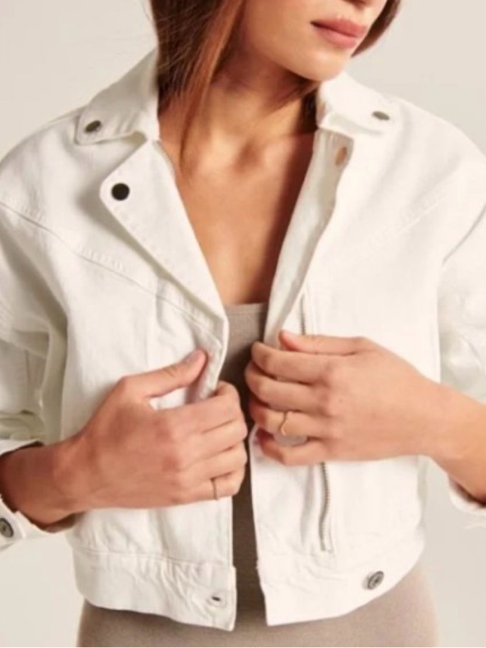 ABERCROMBIE Cropped White Women's Jacket US L Like new